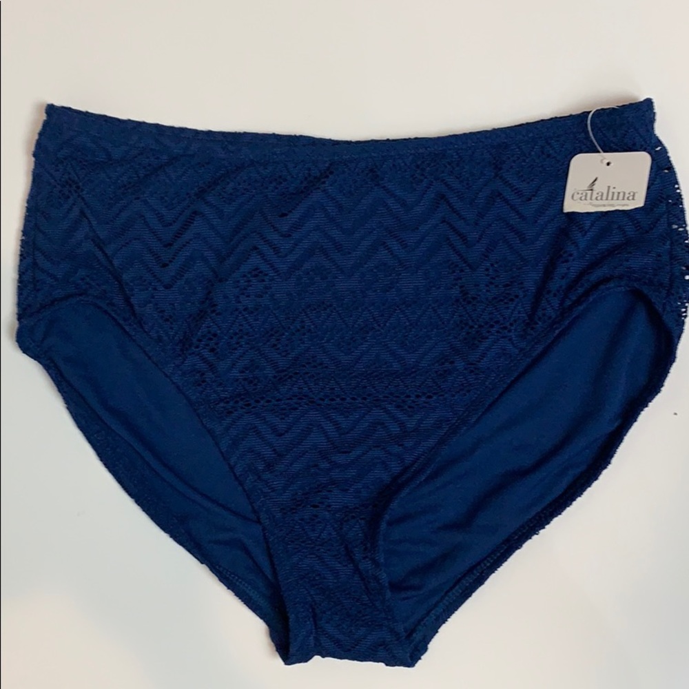 Catalina Navy Blue High Swim Bottoms NWT 12/14